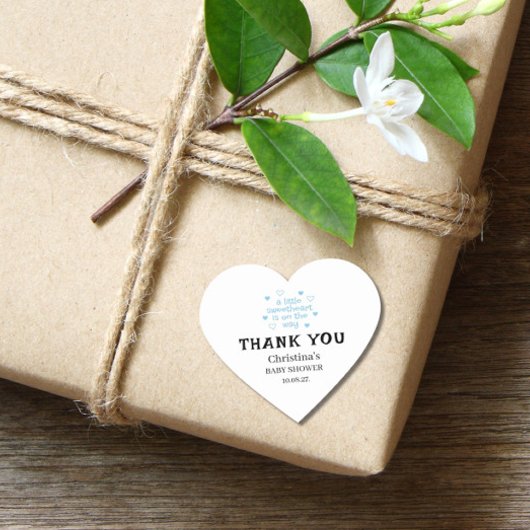 かわいい青い男の子の赤ちゃんシャワー ハートシール