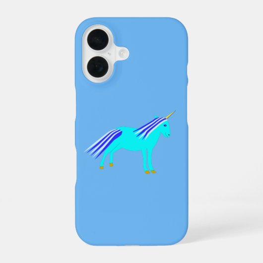 かわいい青い男の子ユニコーン iPhone 16ケース (裏面)