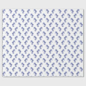 かわいい青い白いヒラメ ラッピングペーパー (フラット)