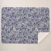 かわいい青い白いペイズリーパターンデザイン シェルパブランケット (正面(横))