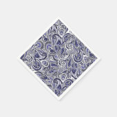 かわいい青い白いペイズリーパターンデザイン スタンダードカクテルナプキン (角)