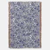 かわいい青い白いペイズリーパターンデザイン スローブランケット (正面縦)