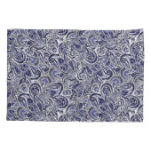 かわいい青い白いペイズリーパターンデザイン 枕カバー (裏面-左)