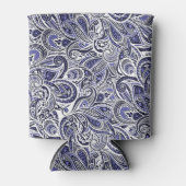 かわいい青い白いペイズリーパターンデザイン 缶クーラー (正面)