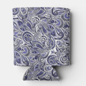 かわいい青い白いペイズリーパターンデザイン 缶クーラー (裏面)