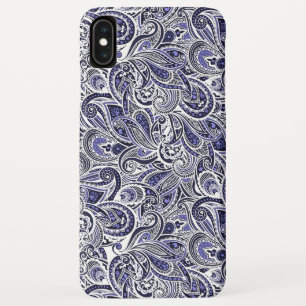 かわいい青い白いペイズリーパターンデザイン iPhone XS MAXケース