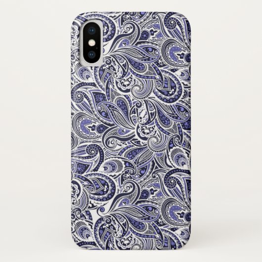 かわいい青い白いペイズリー模様のデザイン Case-Mate iPhoneケース (裏面)