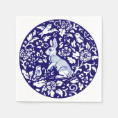かわいい青い白うさぎ立ちバニーデダムデルフト スタンダードカクテルナプキン (正面)