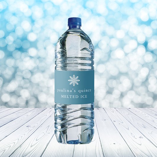 かわいい青い白の溶けた氷のスノーフレークキンセアニェラ ペットボトルラベル