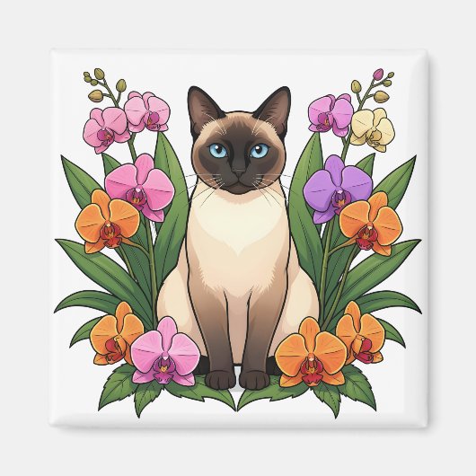 かわいい青い目のシャム猫マグネット マグネット (正面)