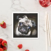 かわいい青い目のパグ顔 スタンダードカクテルナプキン (インサイチュ)