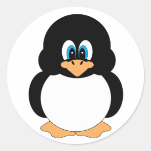 かわいい青い目のペンギンのステッカー ラウンドシール