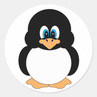 かわいい青い目のペンギン ラウンドシール