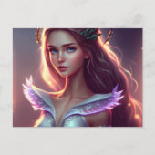 かわいい青い目の妖精、魔法の生き物 ポストカード (正面)