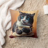 かわいい青い目の子猫 クッション (ブランケット)