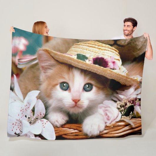かわいい青い目の子猫 フリースブランケット (インサイチュ)
