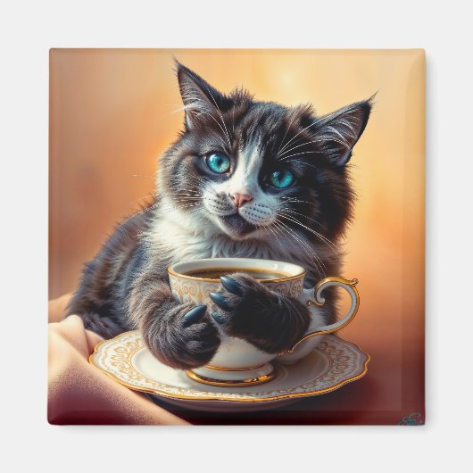 かわいい青い目の子猫 マグネット (正面)