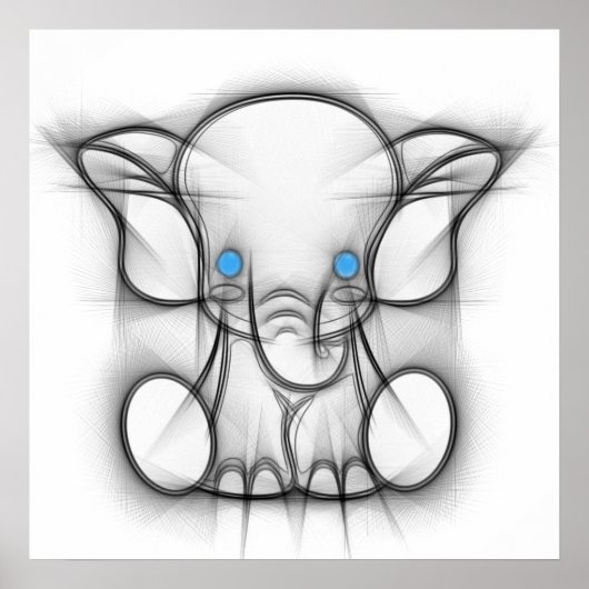 かわいい青い目の象のポスター ポスター (正面)