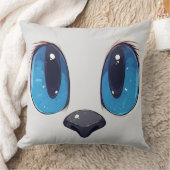 かわいい青い目をした猫の顔のキュートなデザイン クッション (ブランケット)