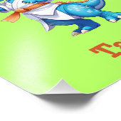 かわいい青い空手の恐竜 フォトプリント            (角)