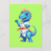 かわいい青い空手の恐竜 ポストカード (正面)
