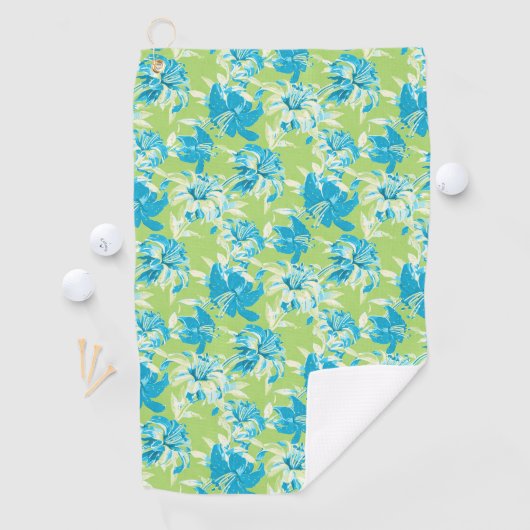 かわいい青い緑のシームレスリリーフローラ ゴルフタオル (インサイチュ)