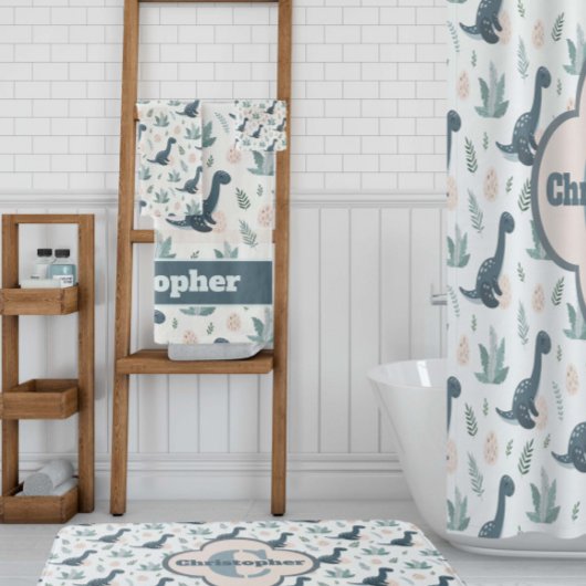 かわいい青い緑の恐竜の名前 バスタオルセット