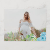 かわいい青い緑の男の子パンダ赤ちゃんシャワー写真 インビテーションポストカード (裏面)