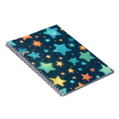 かわいい青い背景に輝く星たち ノートブック (右側)