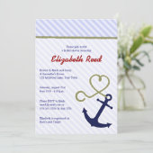 かわいい青い航海テーマのアンカー ブライダルシャワー 招待状 (スタンド正面)