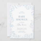 かわいい青い花のベビーシャワー招待状 招待状 (正面)