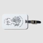 かわいい青い花の植物に気を取られた庭師 ラゲッジタグ (正面横)