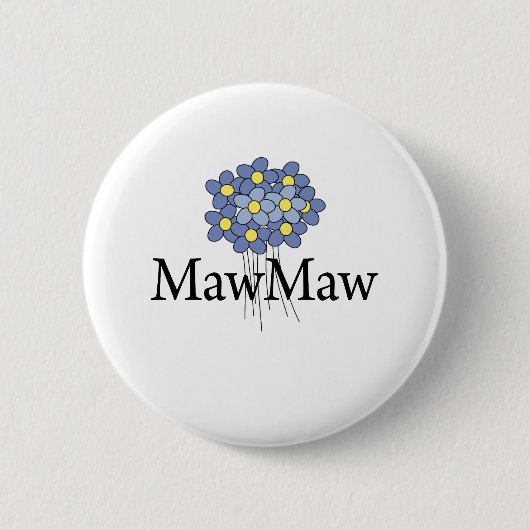 かわいい青い花のMawMaw Tシャツ 缶バッジ (正面)