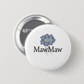 かわいい青い花のMawMaw Tシャツ 缶バッジ (正面&裏面)
