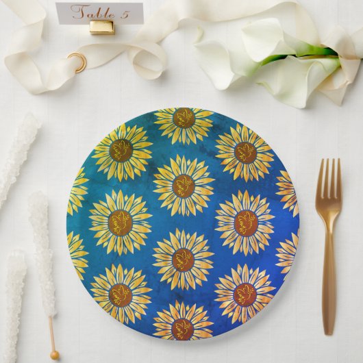 かわいい青い花紙プレート ペーパープレート (ウェディング)