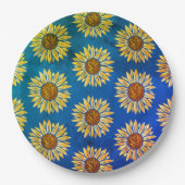 かわいい青い花紙プレート ペーパープレート (正面)