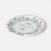 かわいい青い花結婚のリース ペーパープレート (アングル)