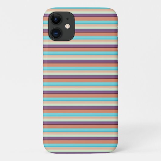 かわいい青い茶色のストライプ Case-Mate iPhoneケース (裏面)