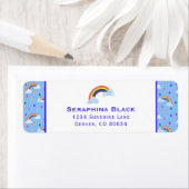 かわいい青い虹の雨 ラベル (インサイチュ)