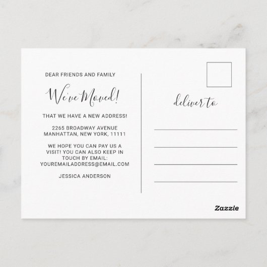 かわいい青い蝶の花を動かす発表 ポストカード (裏面)