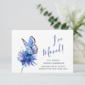 かわいい青い蝶の花引越しのお知らせ 案内状 (スタンド正面)