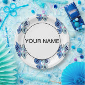 かわいい青い蝶 ペーパープレート (パーティー)