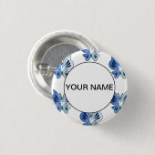 かわいい青い蝶 缶バッジ (正面&裏面)