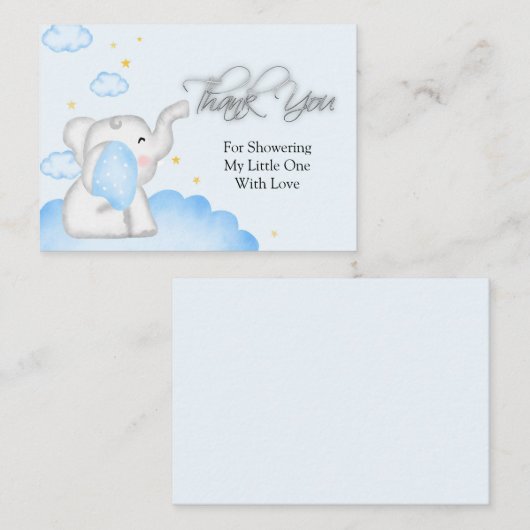 かわいい青い象ありがとう ノートカード (正面/裏面)