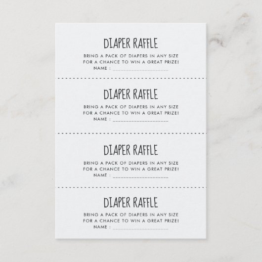 かわいい青い象おむつラッフルゲームカード エンクロージャーカード (正面)