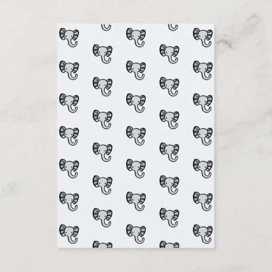 かわいい青い象おむつラッフルゲームカード エンクロージャーカード (裏面)