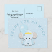 かわいい青い象のアドレスメッセージありがとう ポストカード (正面/裏面)