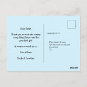 かわいい青い象のアドレスメッセージありがとう ポストカード (裏面)