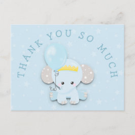 かわいい青い象のアドレスメッセージありがとう ポストカード