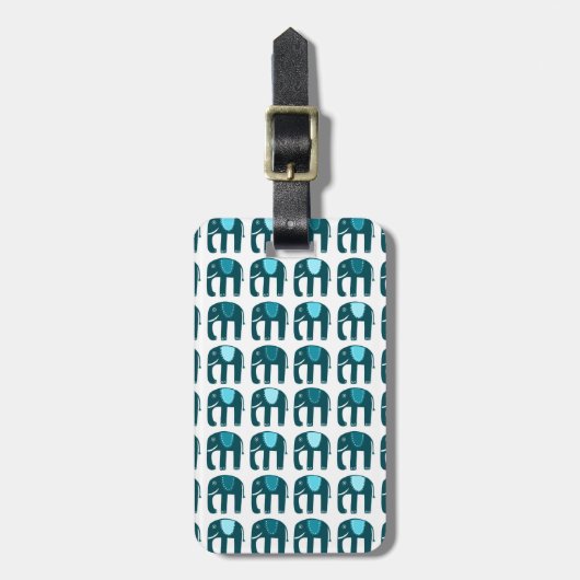 かわいい青い象のパタカスタマイズーン ラゲッジタグ (正面縦)